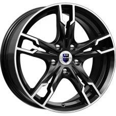 КиК Солар 17x7.0 5x100 ET 38 CB67.10 Черный глянцевый с полированной лицевой поверхностью