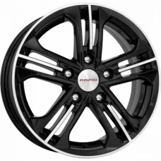 КиК Trinity 16 / 6.5J PCD 5x100.0 ET 35.00 ЦО 67.10 Черный с полированной лицевой поверхностью